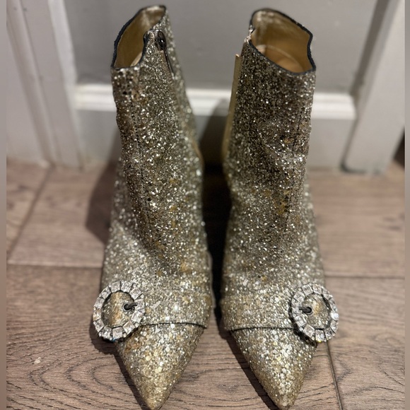 Jimmy Choo glittery boots rhinestone buckle women shoes ankle boots bedazzled - Picture 1 of 6